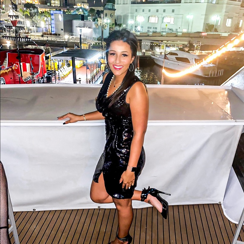 Black sequence cocktail dress